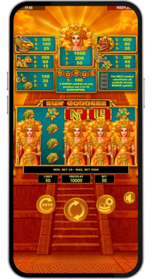 Paytable Overview with Sun Goddess Symbols