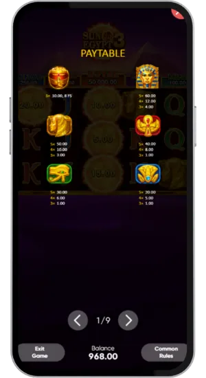 Paytable Screen