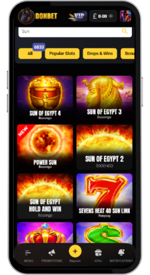 Donbet Sun slots Find your game