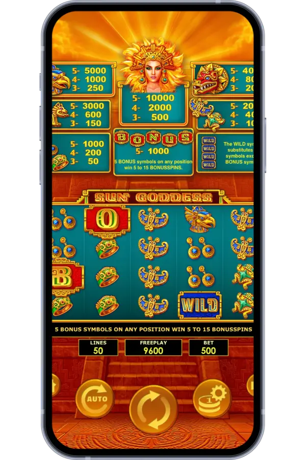 Sun Goddess slot – Bonus symbols landed (total win 105×)