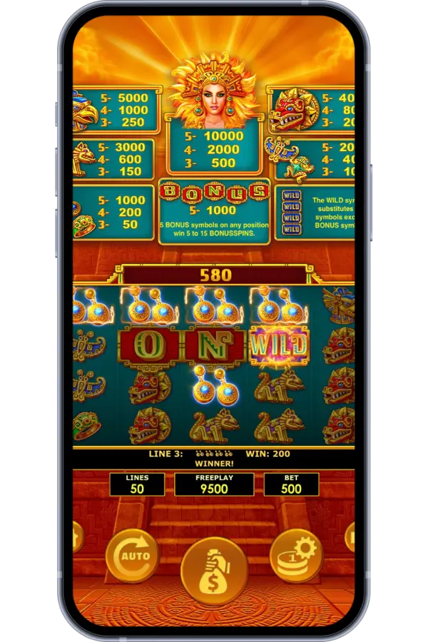 Sun Goddess slot – Reels spinning, Good Luck message