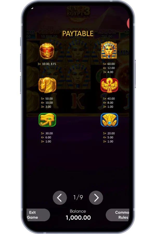 Sun of Egypt 3 slot – Free spins feature triggered