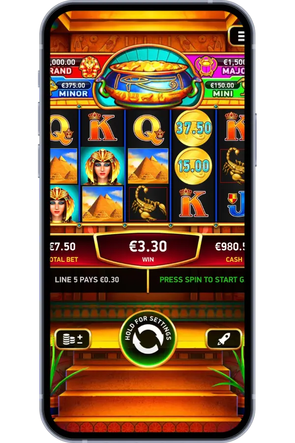 Sun of Ra base game showing pharaoh and scarab symbols