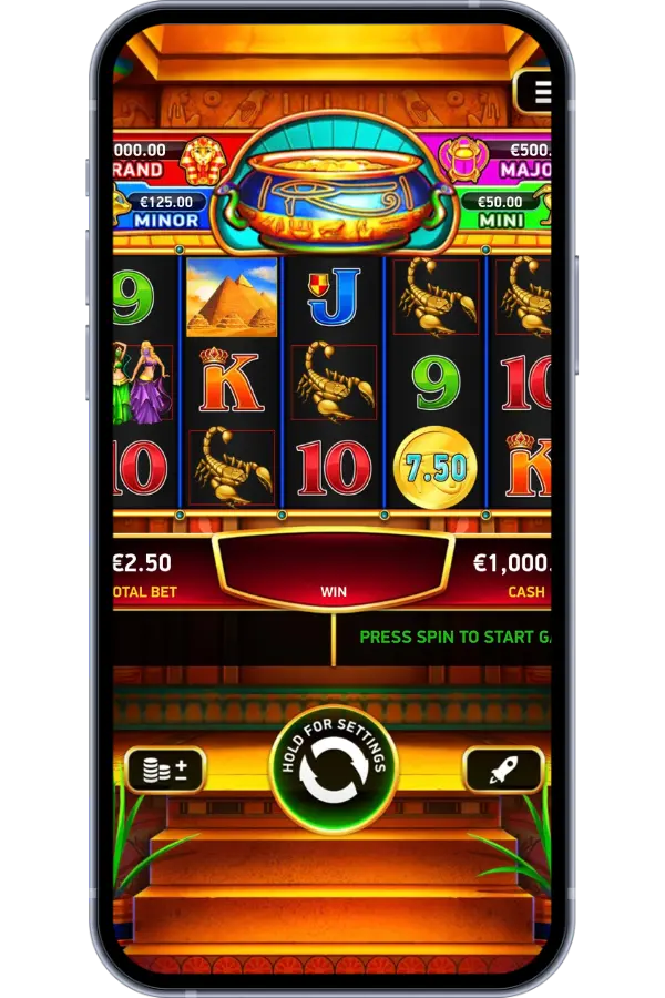 Sun of Ra big win celebration with Egyptian themed background